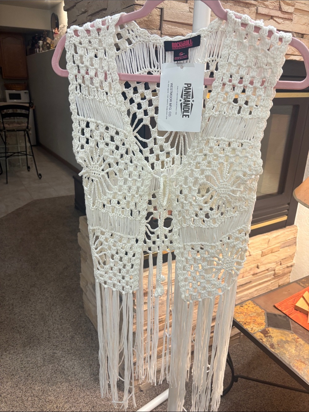 NEW Boho Crochet Fringe Vest - Cream by Rock & Roll